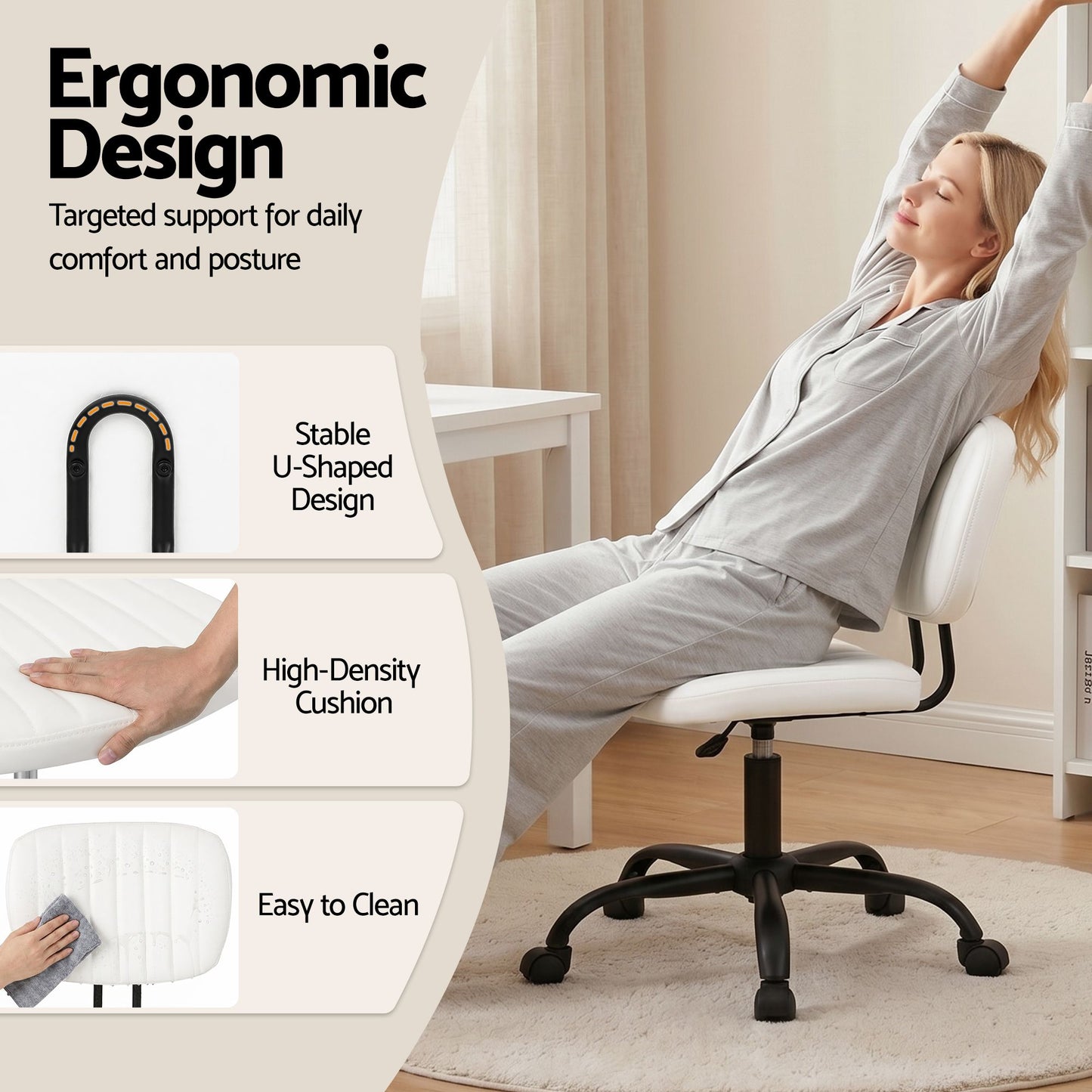 Artiss Armless Office Chair White