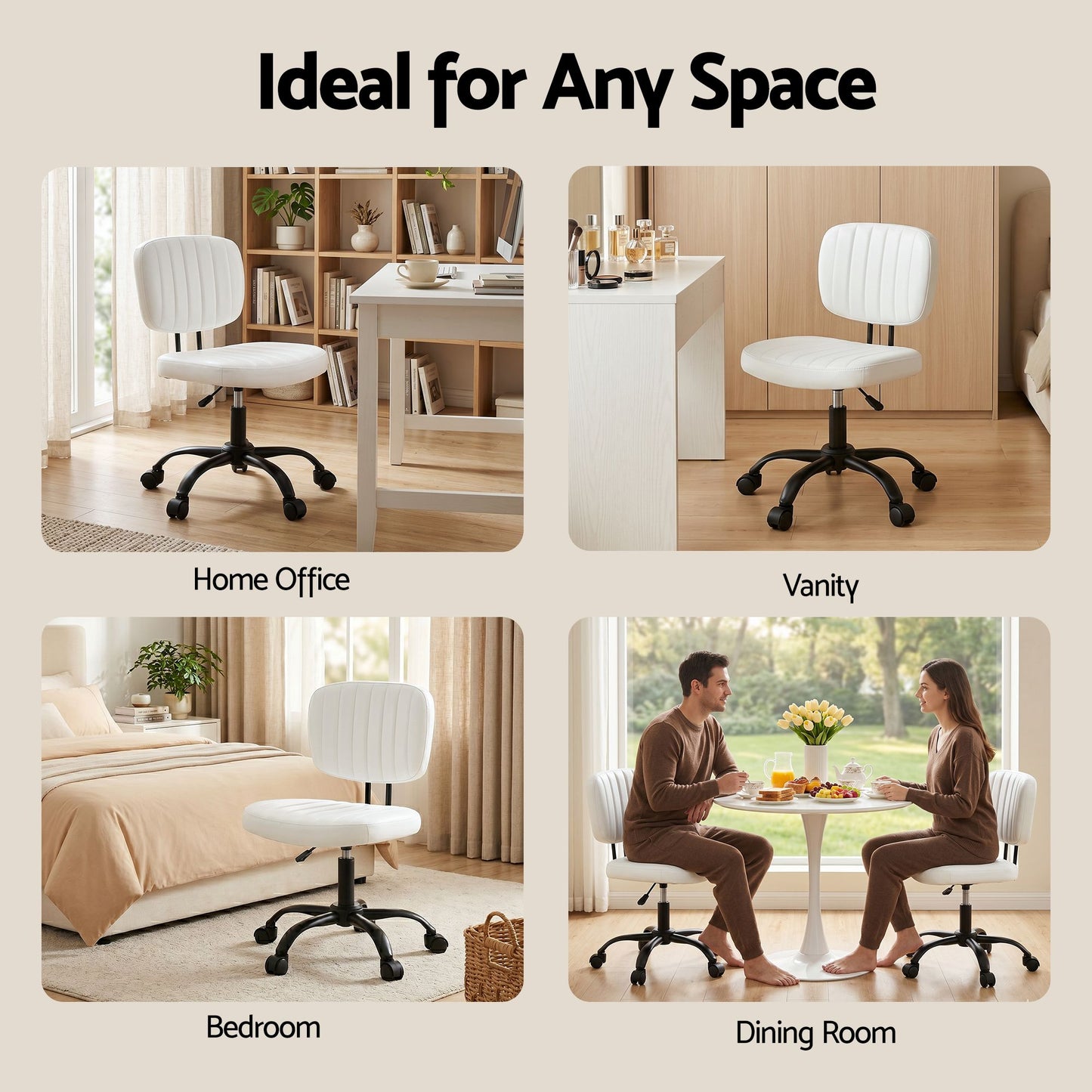 Artiss Armless Office Chair White