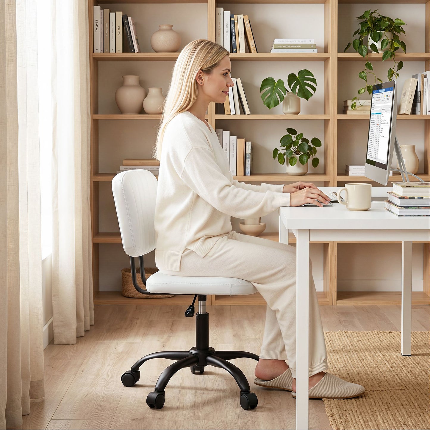 Artiss Armless Office Chair White