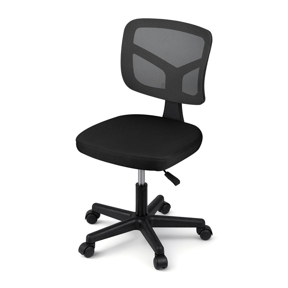 Artiss Armless Office Chair Ergonomic 360° Swivel Fabric Back and Seat Black