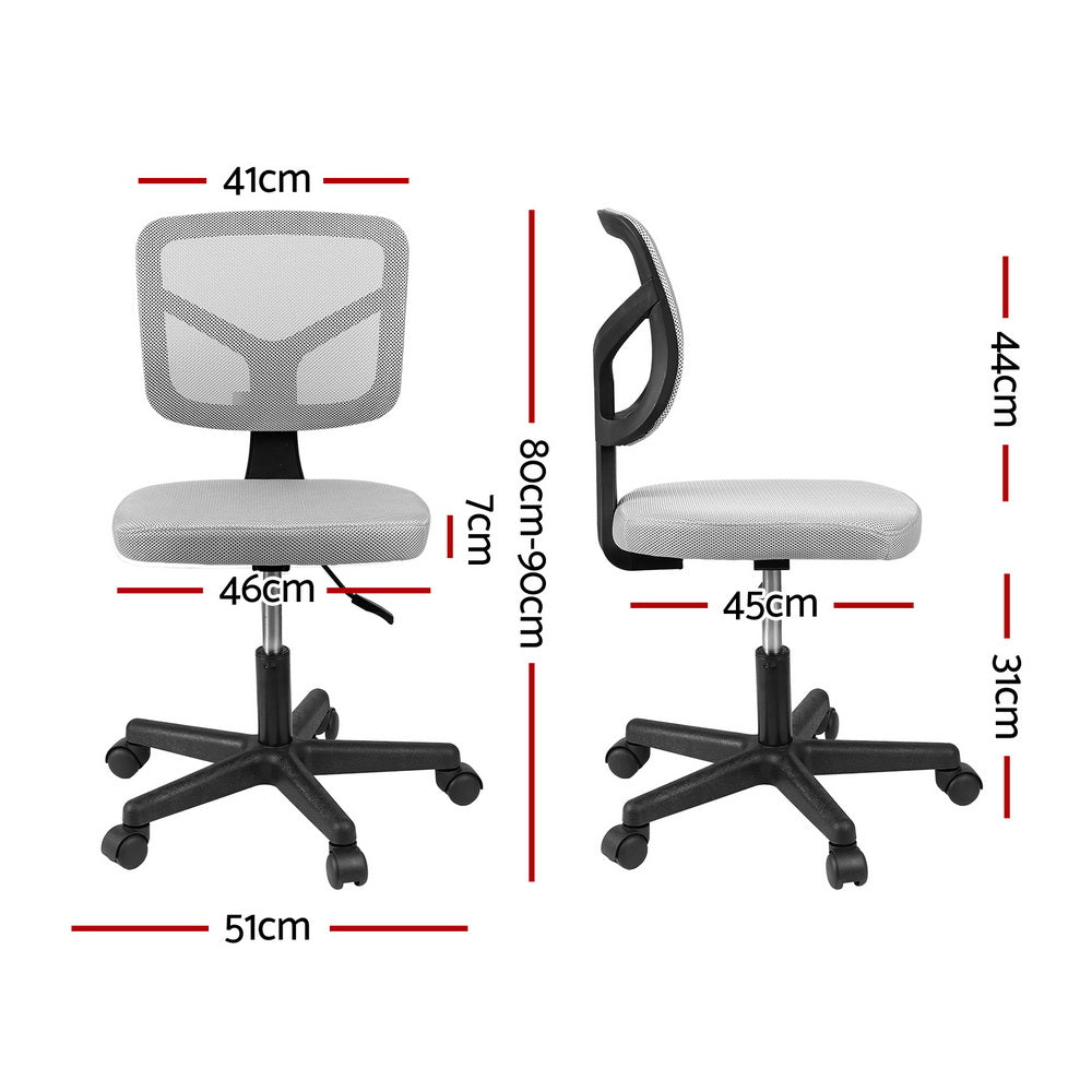 Artiss Armless Office Chair Ergonomic 360° Swivel Fabric Back and Seat Grey