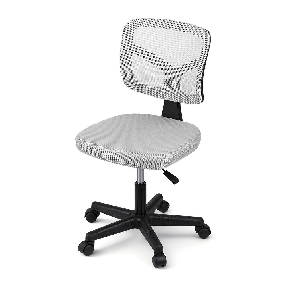 Artiss Armless Office Chair Ergonomic 360° Swivel Fabric Back and Seat Grey