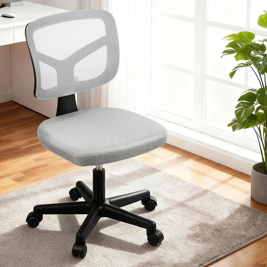 Artiss Armless Office Chair Ergonomic 360° Swivel Fabric Back and Seat Grey