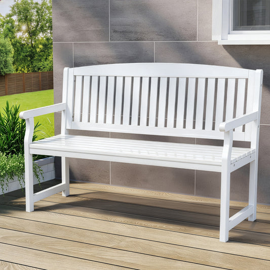 Emeric Outdoor Garden Bench Seat Wooden Chair Patio Furniture Timber Lounge - White