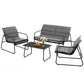 Camborne 4-Seater Outdoor Sofa Set Table and Chairs Cushion textilene Patio Furniture 4-Piece - Grey