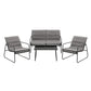 Camborne 4-Seater Outdoor Sofa Set Table and Chairs Cushion textilene Patio Furniture 4-Piece - Grey