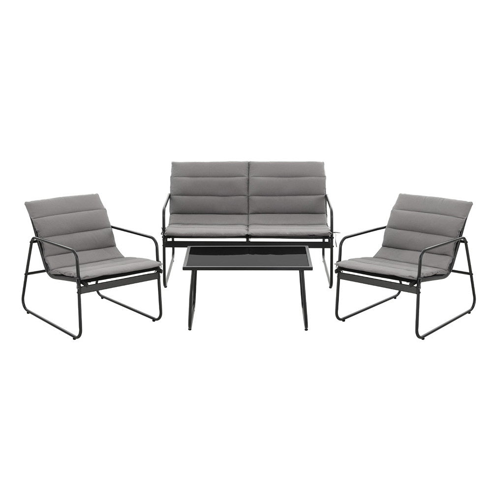 Camborne 4-Seater Outdoor Sofa Set Table and Chairs Cushion textilene Patio Furniture 4-Piece - Grey