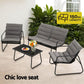Camborne 4-Seater Outdoor Sofa Set Table and Chairs Cushion textilene Patio Furniture 4-Piece - Grey