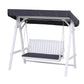 Elsinore Outdoor Wooden Swing Chair Garden Bench Canopy Cushion 3 Seater - White