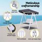 Elsinore Outdoor Wooden Swing Chair Garden Bench Canopy Cushion 3 Seater - White