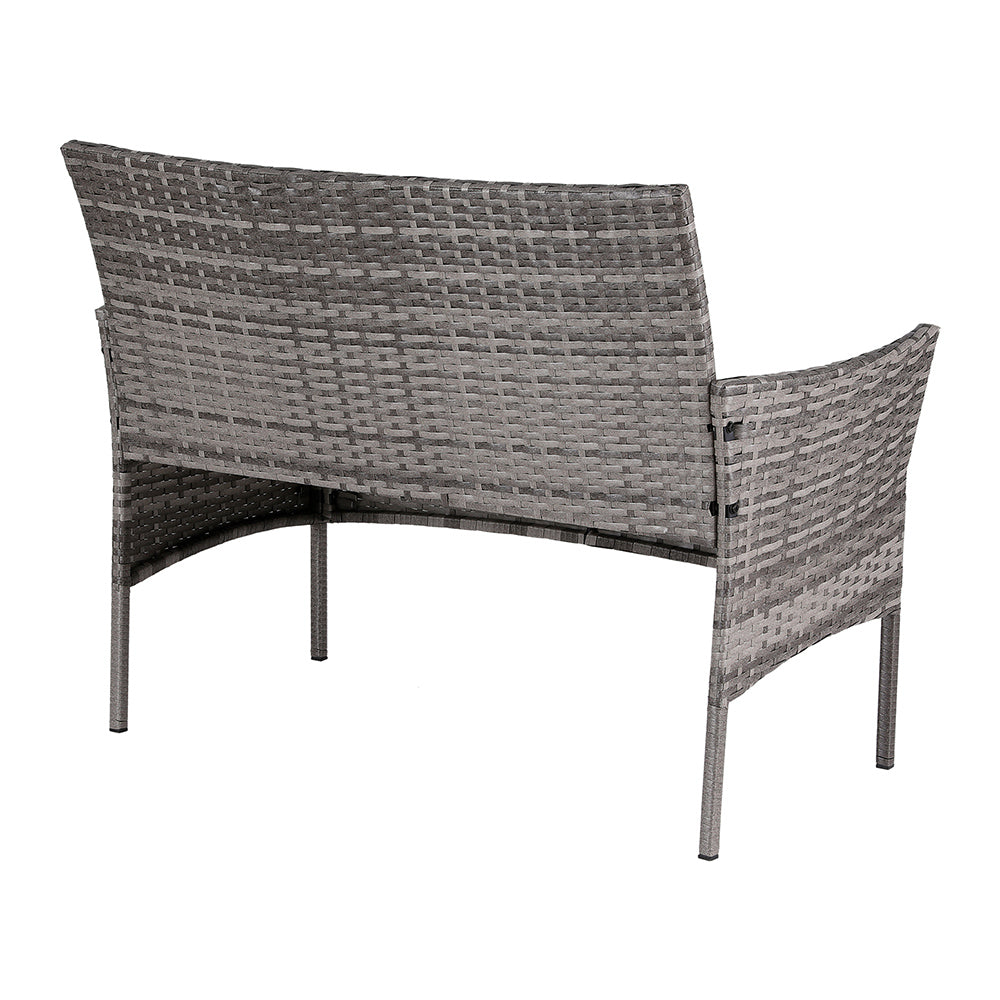 Giulia 4 Seater Wicker Setting Table Chair Furniture Set 4 Outdoor Bistro Set - Grey