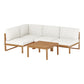 Damar 4-Seater Outdoor Sofa Set Wooden Lounge Setting 5-Piece - White