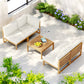 Damar 4-Seater Outdoor Sofa Set Wooden Lounge Setting 5-Piece - White