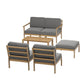 Novian 5-Seater Outdoor Sofa Set Wooden Lounge Setting 6-Piece - Grey