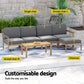 Novian 5-Seater Outdoor Sofa Set Wooden Lounge Setting 6-Piece - Grey