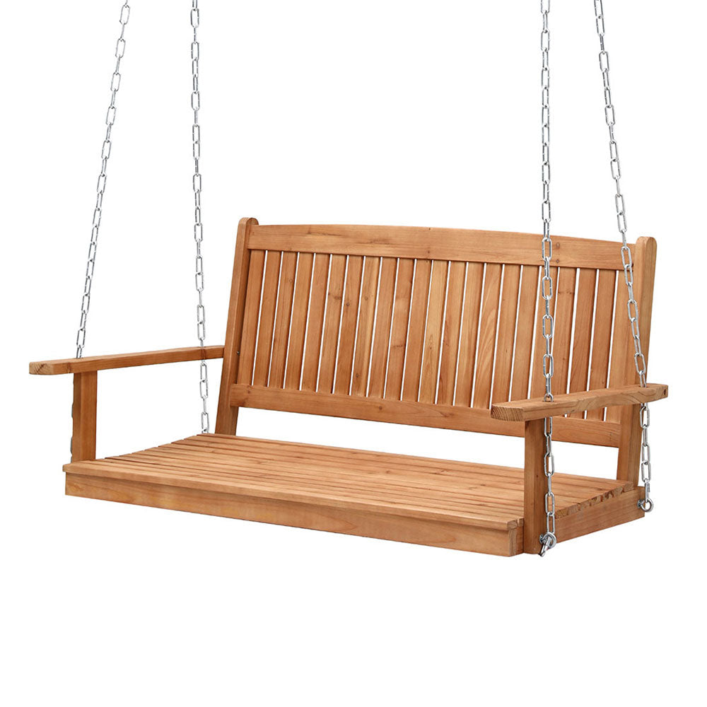 Isandro Porch Swing Chair With Chain Outdoor Furniture Wooden Bench 2 Seater - Teak