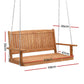 Isandro Porch Swing Chair With Chain Outdoor Furniture Wooden Bench 2 Seater - Teak
