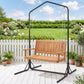 Niallor Wooden 2-Seater Outdoor Swing Chair with Black Stand Hanging Chair Patio Furniture - Teak