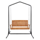 Niallor Wooden 2-Seater Outdoor Swing Chair with Black Stand Hanging Chair Patio Furniture - Teak