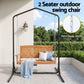 Niallor Wooden 2-Seater Outdoor Swing Chair with Black Stand Hanging Chair Patio Furniture - Teak