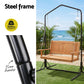 Niallor Wooden 2-Seater Outdoor Swing Chair with Black Stand Hanging Chair Patio Furniture - Teak