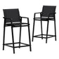 Ulyana Set of 2 Outdoor Bar Stools Steel Dining Chairs Patio Furniture Garden - Black