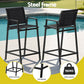 Ulyana Set of 2 Outdoor Bar Stools Steel Dining Chairs Patio Furniture Garden - Black