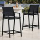 Ulyana Set of 2 Outdoor Bar Stools Steel Dining Chairs Patio Furniture Garden - Black