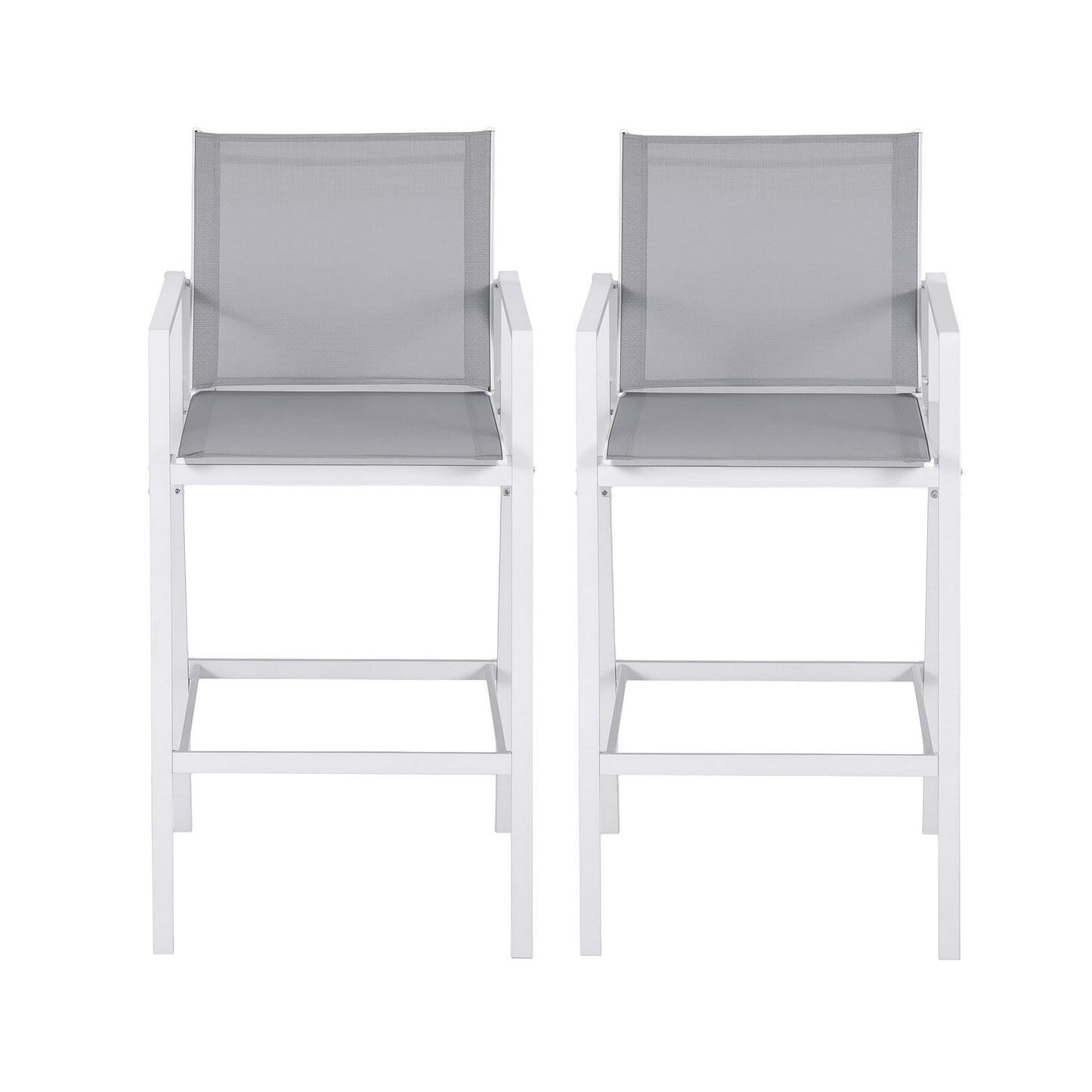 Ailsa Set of 2 Outdoor Bar Stools Dining Chairs Patio Furniture Garden Steel Textilene - White