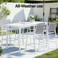 Ailsa Set of 2 Outdoor Bar Stools Dining Chairs Patio Furniture Garden Steel Textilene - White