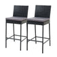 Ralph Set of 2 Outdoor Bar Stools Dining Chairs Wicker Furniture - Black