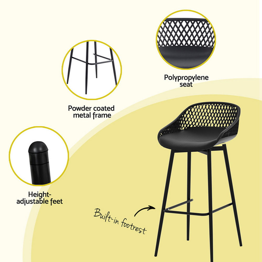 Nerine 2-Seater Outdoor Bar Set Stools Dining Chairs Table Patio Furniture Bistro Set 3-Piece - Black