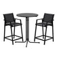 Serilda 2-Seater Outdoor Bar Set Stools Dining Chairs Table Patio Furniture Bistro Set Steel 3-Piece - Black