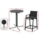 Serilda 2-Seater Outdoor Bar Set Stools Dining Chairs Table Patio Furniture Bistro Set Steel 3-Piece - Black