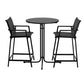 Serilda 2-Seater Outdoor Bar Set Stools Dining Chairs Table Patio Furniture Bistro Set Steel 3-Piece - Black