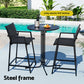 Serilda 2-Seater Outdoor Bar Set Stools Dining Chairs Table Patio Furniture Bistro Set Steel 3-Piece - Black