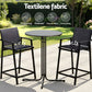 Serilda 2-Seater Outdoor Bar Set Stools Dining Chairs Table Patio Furniture Bistro Set Steel 3-Piece - Black