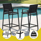 Serilda 2-Seater Outdoor Bar Set Stools Dining Chairs Table Patio Furniture Bistro Set Steel 3-Piece - Black
