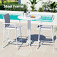 Serilda 2-Seater Outdoor Bar Set Stools Dining Chairs Table Patio Furniture Bistro Set Steel 3-Piece - White