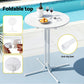 Serilda 2-Seater Outdoor Bar Set Stools Dining Chairs Table Patio Furniture Bistro Set Steel 3-Piece - White