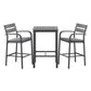 Arlise 2-Seater Outdoor Bar Set Stools Dining Chairs Table Patio Aluminium Bistro Set 3-Piece - Black