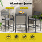 Arlise 2-Seater Outdoor Bar Set Stools Dining Chairs Table Patio Aluminium Bistro Set 3-Piece - Black