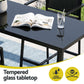 Basina 6-Seater Outdoor Bar Set Stools Dining Chairs Table Patio Steel Bistro Set 7-Piece - Black
