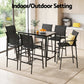 Basina 6-Seater Outdoor Bar Set Stools Dining Chairs Table Patio Steel Bistro Set 7-Piece - Black