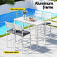 Julian 4-Seater Dining Chairs Table Patio Aluminium Bistro Set 5-Piece Outdoor Bar Set - White