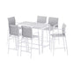 Erion 6-Seater Outdoor Bar Set Stools Dining Chairs Table Patio Steel Bistro Set 7-Piece - White