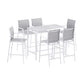 Erion 6-Seater Outdoor Bar Set Stools Dining Chairs Table Patio Steel Bistro Set 7-Piece - White
