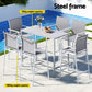 Erion 6-Seater Outdoor Bar Set Stools Dining Chairs Table Patio Steel Bistro Set 7-Piece - White