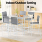 Erion 6-Seater Outdoor Bar Set Stools Dining Chairs Table Patio Steel Bistro Set 7-Piece - White