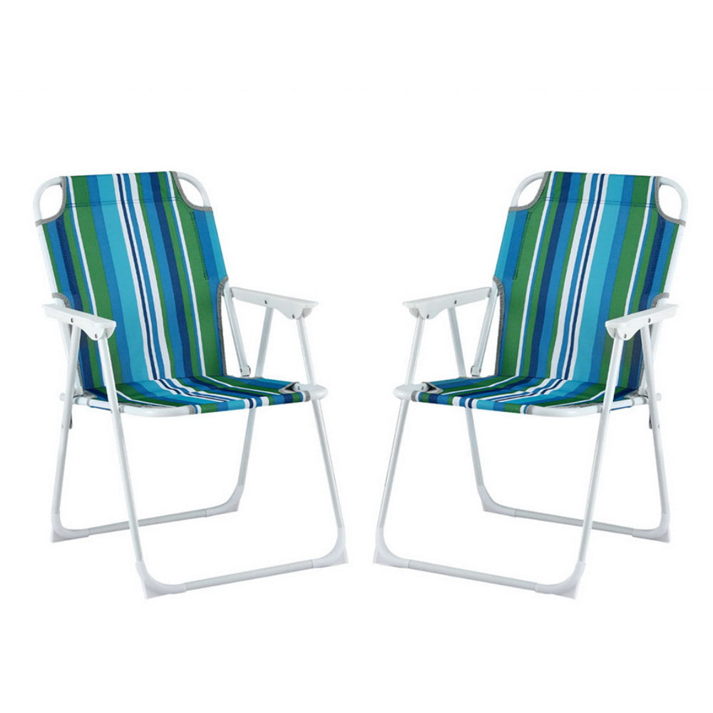 Azielle Set of 2 Outdoor Chairs Folding Camping Chair Steel Portable Patio Furniture - Black